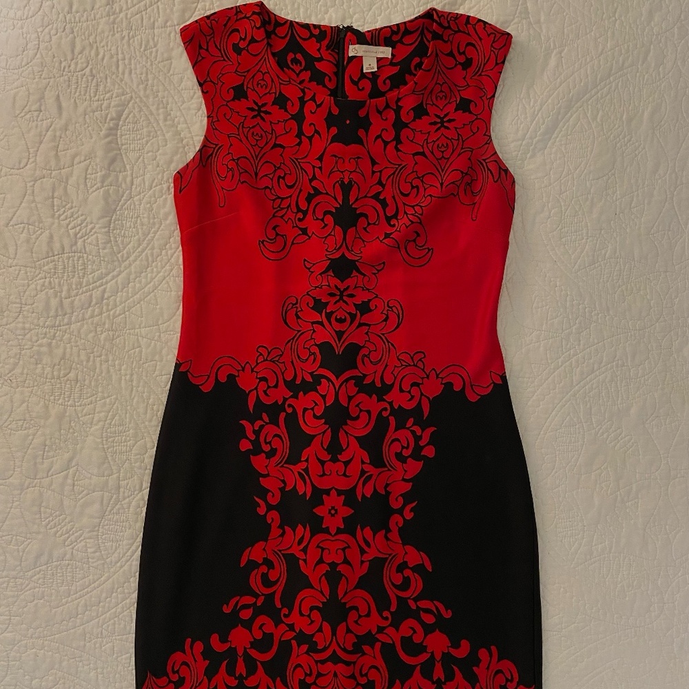Printed Dress-Black and Red